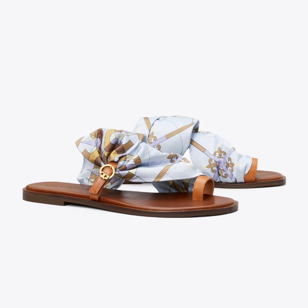 Tory Burch Shelby Scarf Sandal-Compass Purple/ Aged Camello